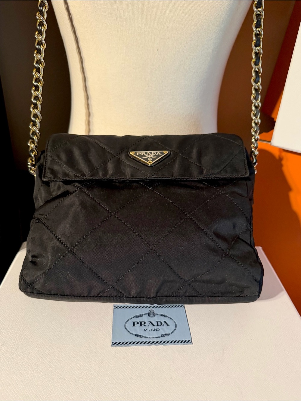 Prada⭐️Black Quilted Gold Chain Shoulder Bag! RARE! ⭐️Always Open to offers! - Picture 7 of 16